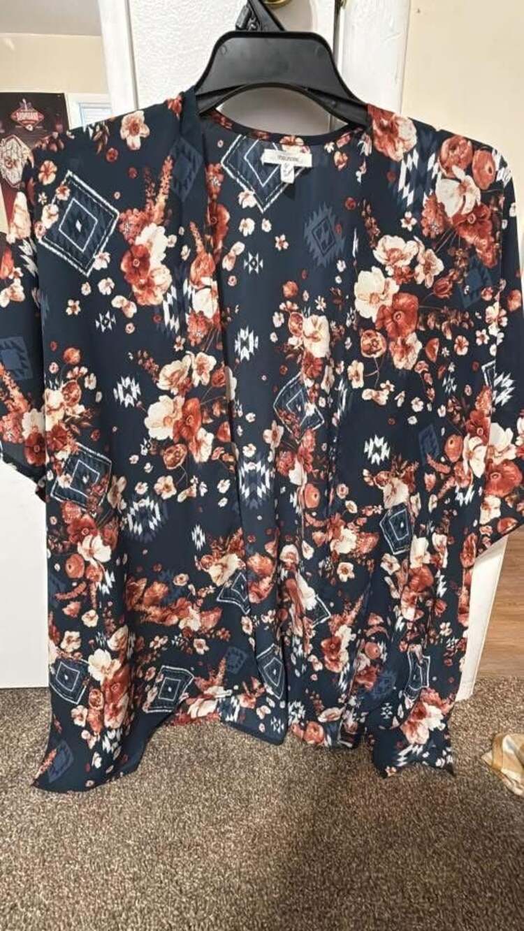 Maurices Floral and Geometric Print Flowy Kimono Cardigan